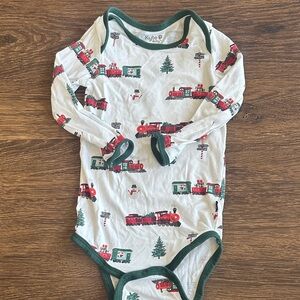 Kyte BABY Holiday Train Bodysuit - Red and Green